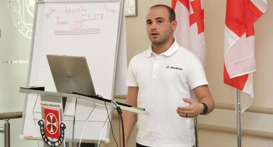Young Programmer Shota Zhvania Meets SANGU Students